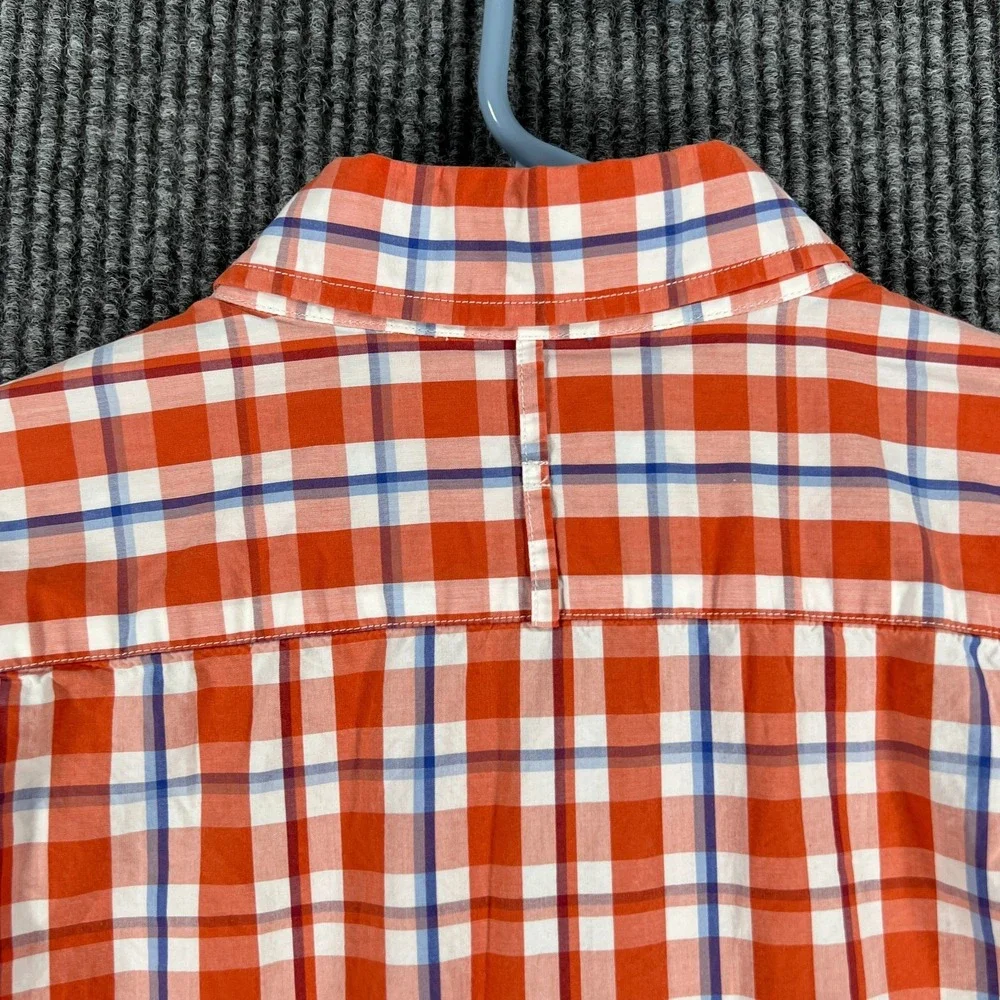 Banana Republic Shirt Mens Medium Orange Plaid Long Sleeve Button Down Casual